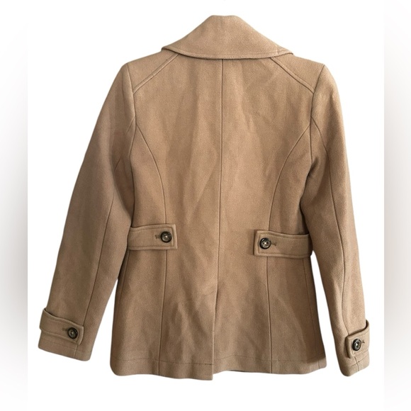 Fossil Tan Peacoat Wool Blend Size XS "50% Modern 50% Vintage" Button Closure - Picture 3 of 13